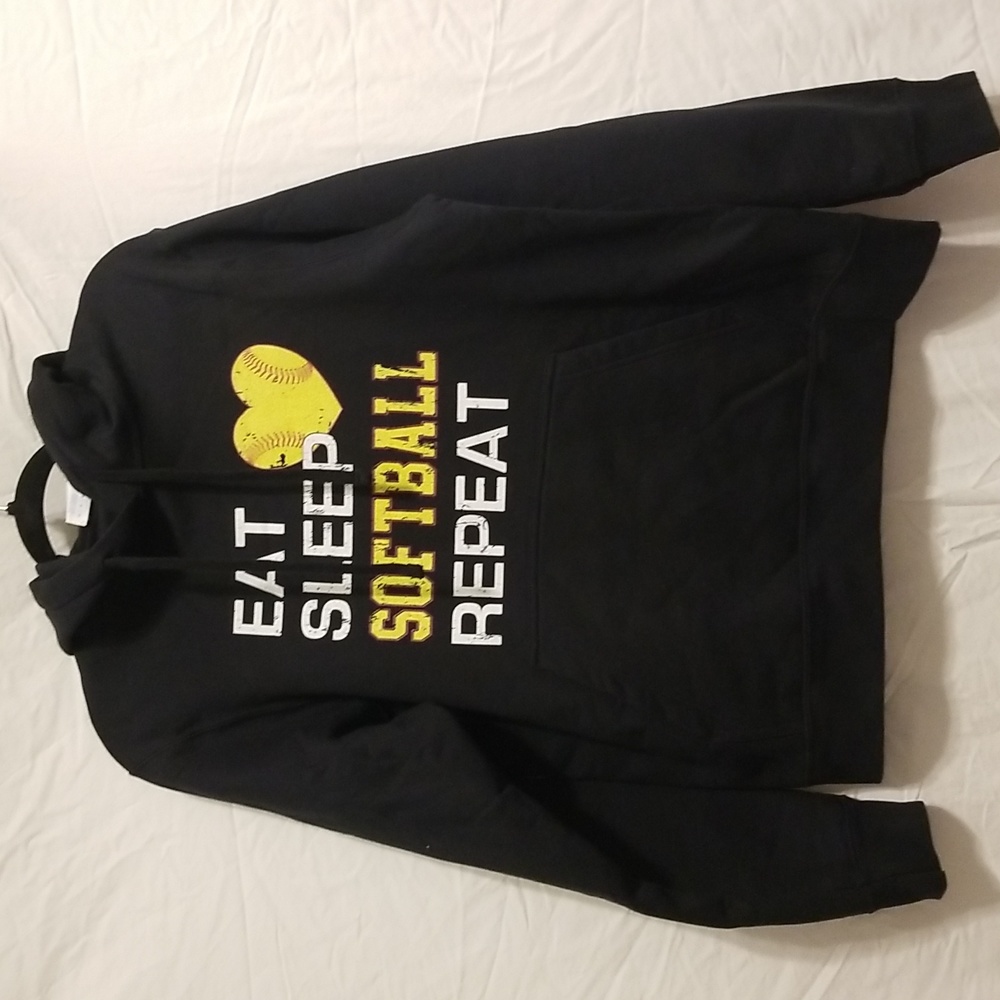 Port Company Sweatshirt Eat Sleep Softball Repeat - black - size M
